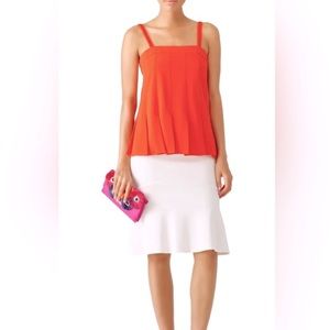 Trina Turk Orange Yelina Top with Pleated Hemline